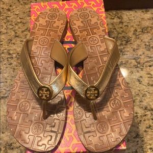 Tory Burch Thora Sandal.  Size 10, gold.